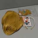 morvally Blonde Princess Synthetic Hair Cosplay Wig with Crown and Earrings Long Wavy Costume Wig Set for Girls Halloween Party (Kids)