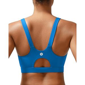 RUNNING GIRL Sports Bra for Women High Support, Molded Cup High Impact Sports Bras with Sewn in Pads Strappy Running Bra, XL, Brilliant Blue