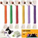 Kitten Toys, Cat Chew Toy for Teeth Cleaning, Catnip Rope Toys for Indoor Kittens, Interactive Cat Nip Teething Toys for Cats, Kitty Kicker Toy, 6 Pack (Plus 3 Pouches of Catnip)