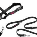 Halti Headcollar Size 4, Black & Halti Training Leash Size Large, Black Combination Pack - Stop Your Dog Pulling on the Leash. Adjustable, Lightweight with Padded Nose Band. Suitable for Large Dogs