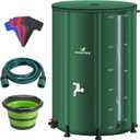 132 Gallon/500L Collapsible RainWater Collection Barrel,Water Tank&Reinforced with 2mm Frame Portable Rain Catcher,Includes Quick-Connect Tap&Sprinkler,Heavy Duty 0.6mm PVC for Long-Lasting Use,Green