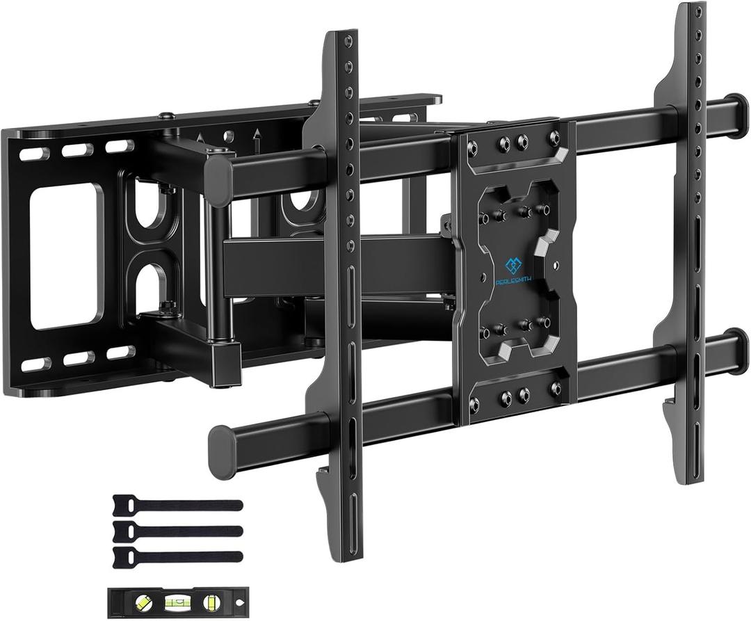 PERLESMITH Full Motion TV Wall Mount for 37-75 Inch TVs up to 132 lbs, TV Mount with Swivel Articulating Arm, Wall Mount Bracket Fits 12"/16" Wood Studs, Tool-Free Tilt, Max Vesa 600x400mm