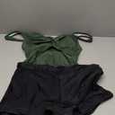 B2prity Women's Tankini Swimsuits Tummy Control Ruched Two Piece Bathing Suit V Neck Wrap Tie Back Swimwear with Shorts Army Green, Black, Medium