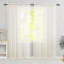 Semi Voile Sheer Curtains 96 Inches Long 2 Panels Rod Pocket Window Treatment for Living Room Bedroom Dining Room(Ivory 60" W x 96" L)