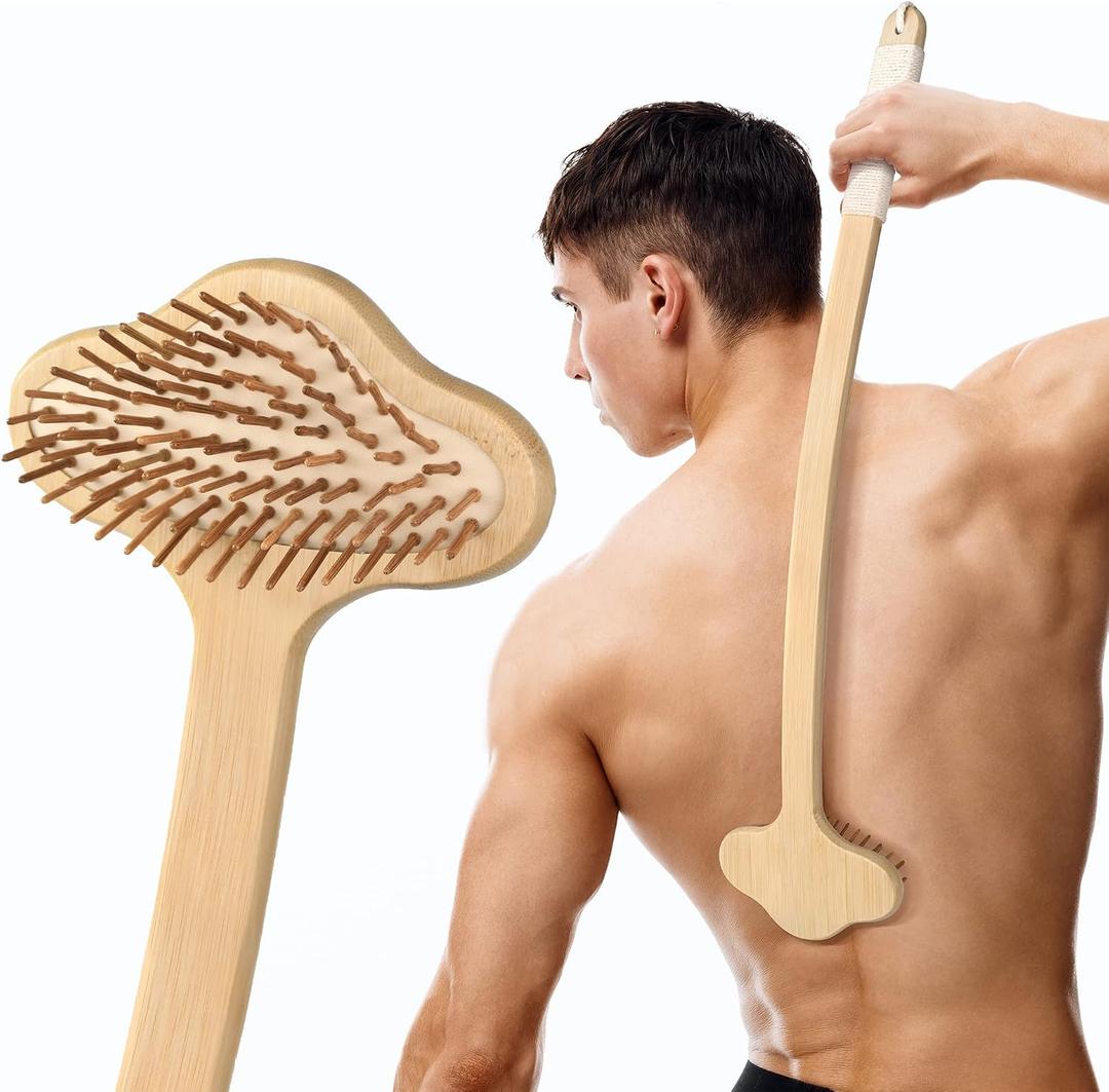 NURENDER Oversized Back Scratcher, Extended Bamboo Scratcher, 22.04" Long Curved Handle; Wider Head; More Larger Scratching Surface, Adults Body Instant Scratcher Christmas Gift for Women and Men.