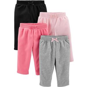 Simple Joys by Carter's Baby-Girls 4-Pack Fleece PantsCasual Pants, Size 12 Months (Pink/Black/Grey Heather)