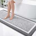 OLANLY Bathroom Runner Rug 59x24, Extra Soft and Absorbent Microfiber Bath Rugs, Non-Slip, Machine Washable, Quick Dry Shaggy Bath Carpet, Extra Long Bath Mats for Bathroom, Tub, Shower, Grey