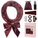 ZILAMPU Hair Curler Headband, No Heat Overnight Hair Curler, 70" Long Velour Lazy Hair Curls Roller Wrap for Women Girls Long Hair - Reddish Brown