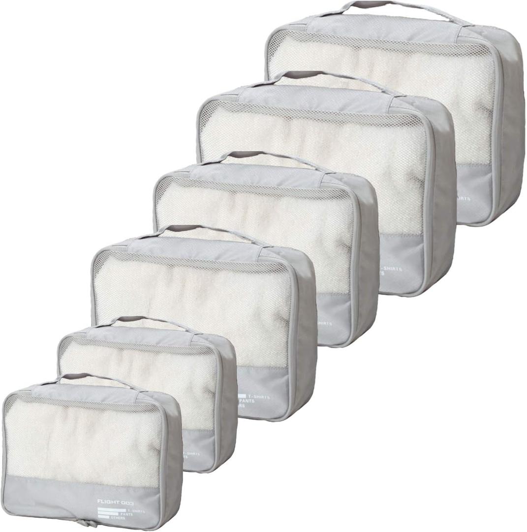 Packing Cubes Set Travel Luggage Organizers Suitcase Lightweight Accessories (Gray)