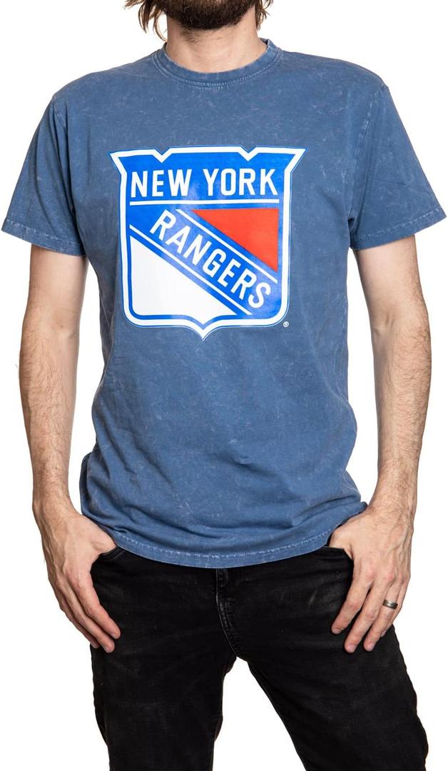 Calhoun NHL Surf & Skate Men's Garment Dyed Vintage T-Shirt (XX-Large, New York Rangers)