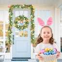 N&T NIETING 6 FT Easter Artificial Garlands with 10 Glowing Eggs & 6 Carrots, Fern Garland for Home Kitchen Fireplace Indoor Outdoor Holiday Party