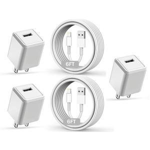 Compatible with iPhone Charger, Long 6FT Phone Charger 2Pack Phone Cord 6feet USB to L Cable Quick Fast Charging Data Sync Cord USB Wall Charge Block Adapter Compatible with iPhone14/13/12/11/XS
