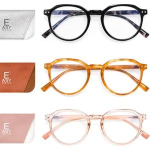 EASY READ 3 Pairs Round Reading Glasses for Women,Colorful Computer Blue Light Blocking Readers for Women with Spring Hinge (Black/Light Tortoise/Brown)