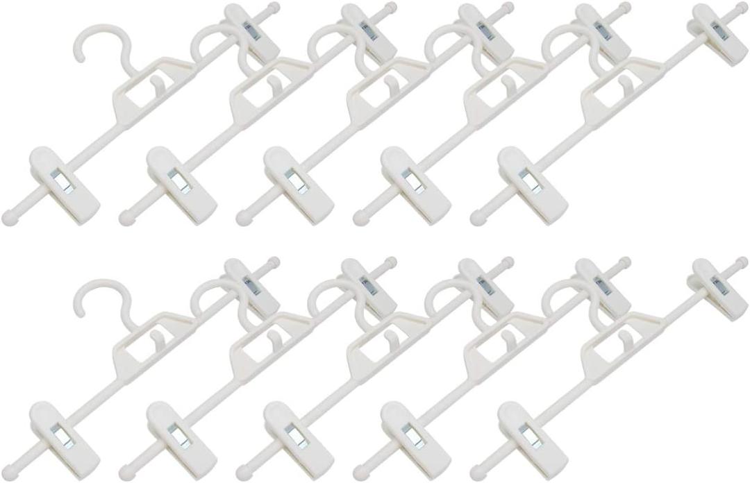 12PCS Plastic Pants Hangers with Clips Space Saving Hanger for Clothes, Sturdy Skirt Hangers with Adjustable Clip, Closet Clip Hangers for Pant, Jeans, Skirts, Slacks (White)