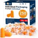 VOISEN Ear Plugs - 250 Pairs Noise Cancelling Ear Plugs for Sleeping, Snoring, Studying, Concerts & Traveling (Orange)