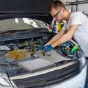 100 Pcs Oil Absorbent Pads - 10"x13" Oil Spill Mats for Garage, Workshop & Auto Repair, Reusable, Fast Cleanup for Oil, Grease & Coolant (Grey, Boxed)