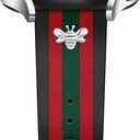 Designer Leather Bands with Charms Compatible with Samsung Galaxy Watch 7/6/5/4/Active 2 40mm 44mm/Watch 6 Classic 43mm 47mm/Watch 5 Pro 45mm/Watch 4 Classic 42mm 46mm, 20mm (A3 Black/Red/Green+Silver)