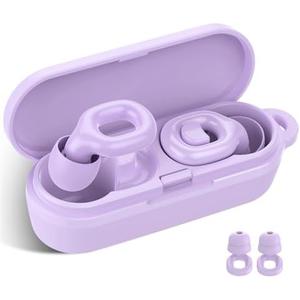 Ear Plugs for Sleeping, 35dB Noise Reduction Hearing Protection EarPlugs, Reusable Silicone Earplug, 7 Pair Eartips in XS/S/M/L Replaceable Single/Double Ear Plug for Sleep, Study, Events(Purple)