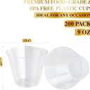 FOCUSLINE 9 oz Clear Plastic Cups, Disposable Heavy Duty Hard Plastic Cups, Reusable, 200 Count