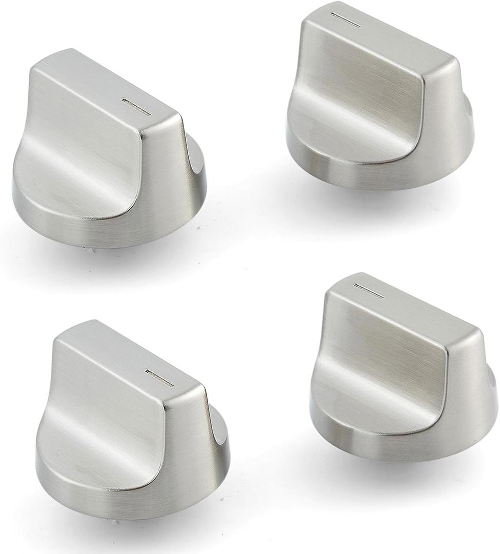 atgestore W11366438 Stove Knobs Stainless Steel Replacement for Whirlpool Stove Parts Cooktop Knobs 0.18 x 0.25in Whirlpool Gas Range Parts Stove Top Burner Control Knobs 4 Pcs