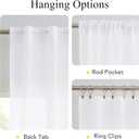 NICETOWN Non-See-Through White Sheer Curtains 96 inches Long 2 Panels, Privacy Rod Pocket & Back Tab Window Drapes Light Filtering for Bedroom/Living Room, W52 x L96