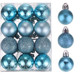 MECCANIXITY Christmas Ball Ornaments Christmas Tree Decorations Balls Lake Blue 1.6"/4CM for Party Decoration Wedding Holiday Christmas Decor 24Pcs