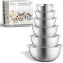 COOK WITH COLOR Stainless Steel Mixing Bowls Set - Nesting Bowls, 6 Pieces, Silver