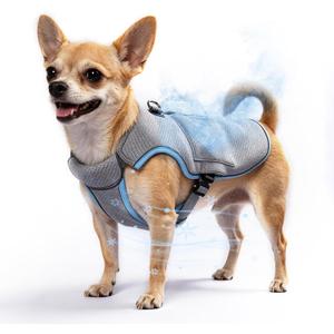 Mora Pets Cooling Vest for Dogs with Ice Pack Evaporation Cooling Fully Adjustable Dog Harness Fit Small Medium Large Dogs Light Blue S