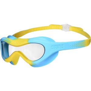 ARENA Unisex Kids Spider Swim Mask Boys and Girls Ages 2 to 5, Anti-Fog Non-Mirror Lens, Easy to Use Strap Wide View Snug Fit (Clear/Yellow/Lightblue)
