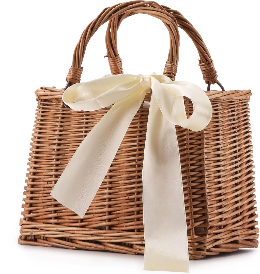 Straw Beach Bags For Women Summer Clutch Rattan Woven Wicker Purse Crochet Tote (Primary Color)