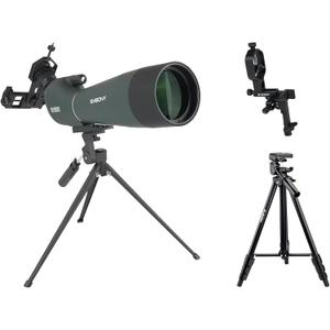 SVBONY SV28 20-60x80 Spotting Scopes Bundle with SV101 Tripod and SV214 Pro 3-Axis Phone Adapter for Bird Watching, Target Shooting, Wildlife Viewing