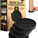 CasterMaster Non Slip Furniture Pads for Hardwood Floors - 2x2 Black Round Caster Cups, Rubber Feet, Couch Stoppers to Prevent Sliding, Sectional Couch Connectors - Set of 4 Furniture Casters