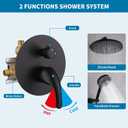 12 Inch Rain Shower Head with Handheld Spray, 2-Function High Pressure Shower System, Wall Mounted Rainfall Shower Head with 3 Modes Handheld Shower, Brass Rough-in Valve Included, Matte Black