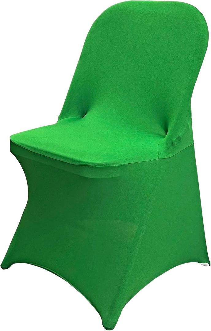 HAINARverS Folding Chair Covers for Wedding, 10pcs Stretch Spandex Washable Fabric Chair Cover, Decoration Chair Cover for Wedding, Party, Banquet, Birthday, Conference, Event(Green, 10 PCS)