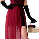 Spooktacular Creations Little Red Riding Hood Costume Women, Dark Red Velvet Dress Hooded Cloak for Fairy Halloween Parties (Small)