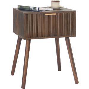 Mid Century Modern Nightstand, Small End Tables Living Room, Accent Bedside Table with Drawer for Bedroom and Small Space, Rustic Brown