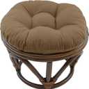 Blazing Needles Solid Twill Round Footstool Cushion, 18", Toffee