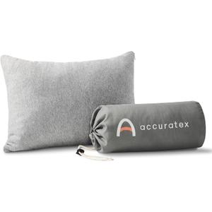 ACCURATEX Camping Pillow-100% Cotton Breathable Cover,Shredded Memory Foam Compressible Travel Pillow,Camping&Travel Accessories-Small Backpacking Pillow Camping Essentials for Sleeping,Car&Airplane (Grey)