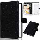 Server Book for Waitress-Leather Waitress Book Organizer with Zipper Pocket Cute Waiter Book Server Wallet with Magnetic Closure, Glitter Black