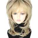 Unisex Long Fluffy Laminated Natural Straight Hair Wave Curl Wigs for 70s 80s Rock Mullet Wig Halloween Costume Cosplay Party Wig (Brown/Blonde)