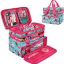 SINGER Sewing Accessories Organizer (Bag Only)  Double Layer Portable Sewing Storage Bag | 2 Detachable Pouches and 18 Compartments, Large Sewing Supplies & Crafting Carry-All (Turquoise Floral)