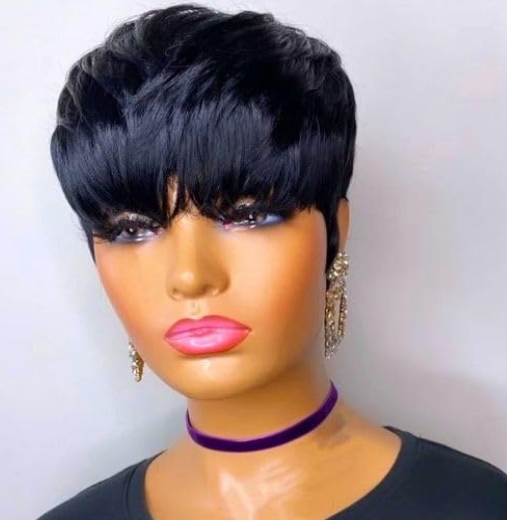 Flandi Pixie Cut Wig Human Hair Short Pixie Cut Wigs for Black Women Human Hair Glueless Pixie Wig Short Layered Brazilian Virgin Human Hair Wigs For Women Color 1B#