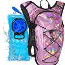 Reflective Hydration Backpack, Hydration Pack - Water Backpack with 2L/3L Hydration Bladder, Essential for Festivals - Rave Hydration Pack for Hiking, Running, Cycling, and Festivals (Pink)