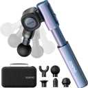 RENPHO Massage Gun with Adjustable Angles and Extension Handle, Christmas Gifts, Handheld Percussion Muscle Massager Deep Tissue with Portable Carry Case for Men Women, Extend 2 (Blue)