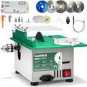 Huanyu Mini Table Saw 300W 1.14IN Cut Depth Portable Precision Hobby Table Saws Set for Wood Model DIY Crafts Woodworking 0-180° Angle Cutting Multifunctional 7-Level Speed Adjustable