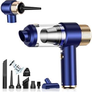 Mini Vacuum Cleaner, 15000PA Car Vacuum Cleaner Portable Cordless with LED Light, 4 in 1 Air Duster and Handheld Small Vacuum Rechargeable for Car, Home, Office, PetBlue