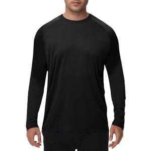 Long Sleeve Shirts for Men - Quick Dry Moisture Wicking UV UPF Sun Protection T-Shirts for Fishing Workout Swim (Black, XL)