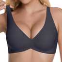 Wireless Push Up Bras for Women No Underwire Minimizer Bras for Women Full Coverage Seamless Everyday Bra Comfy Bralette, Medium, Charcoal Black