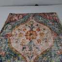 2x3 Rug, Washable Vintage Boho Carpet, Non Slip Low Pile Water Repellent Soft Print Pattern Indoor Rug for Living Room & Bedroom, Beige Red Green