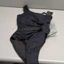 One Shoulder One Piece Swimsuit for Women Mesh Tummy Control Bathing Suit Twist Swimwear with Removable Strap (XX-Large, Black)